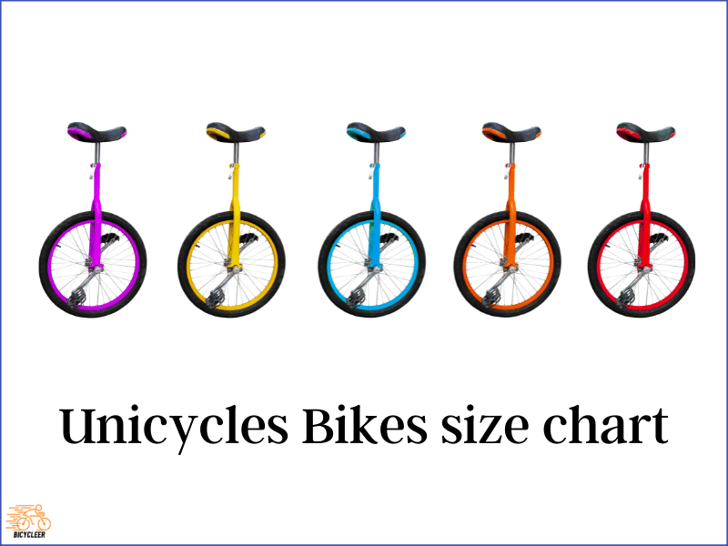 Unicycles Bikes size chart