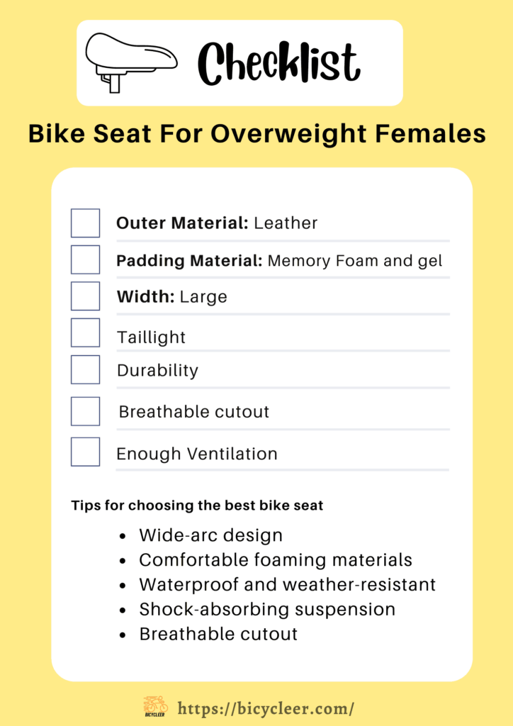 Buying Checklist of Bike Seat For Overweight Females